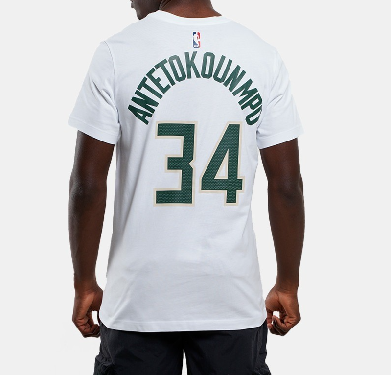 Nike NBA Milwaukee Bucks Giannis Antetokounmpo T-Shirt / White / RRP £30