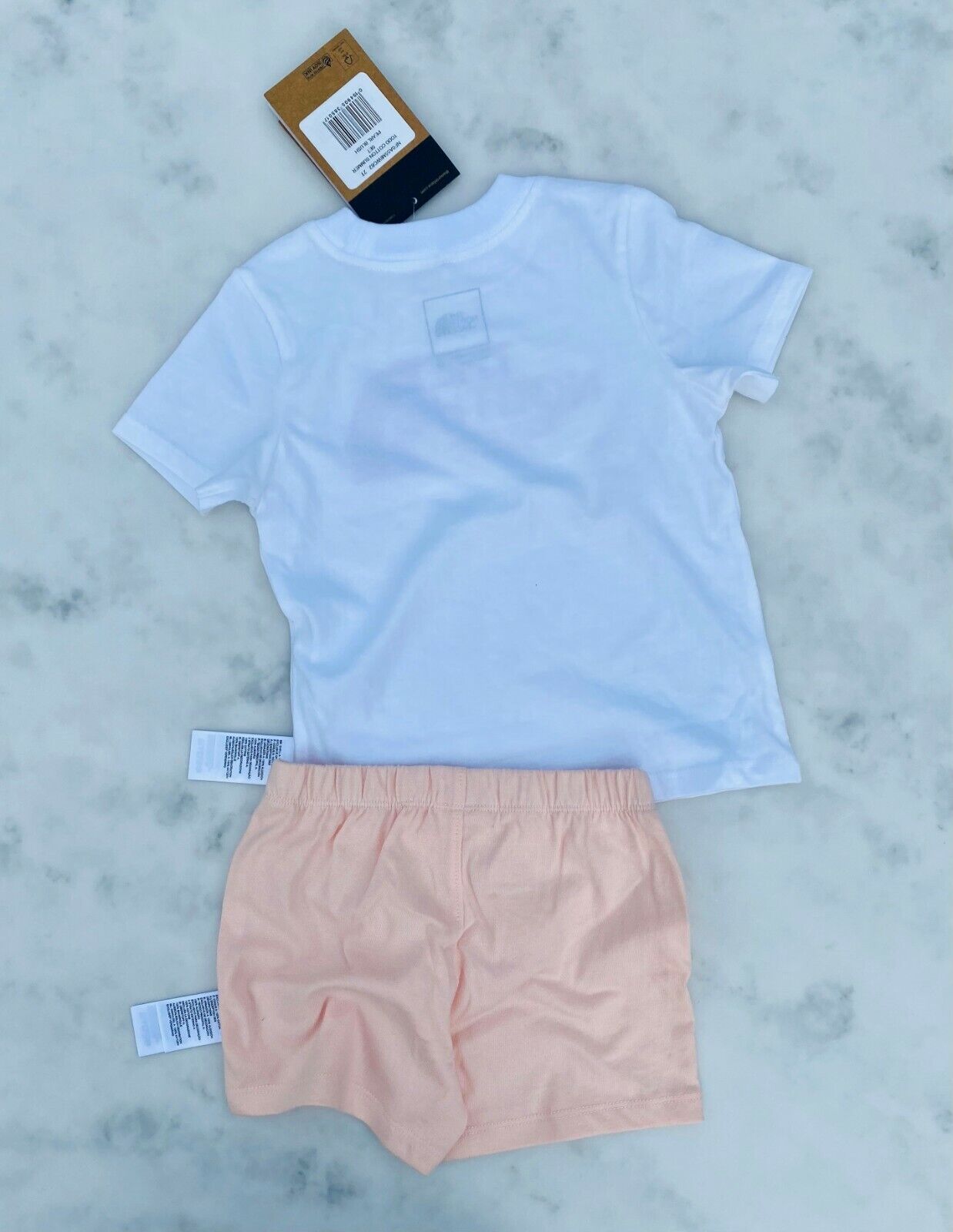 The North Face Toddler Cotton Summer T-Shirt and Short Set White Pink / RRP £35