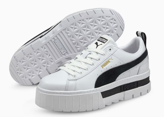 Puma Womens Mayze Leather Trainers / White-Black / RRP £90