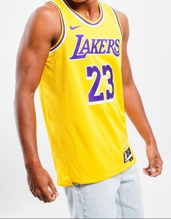 Nike LA Lakers Icon Basketball Jersey / Yellow / Lebron James / RRP £95