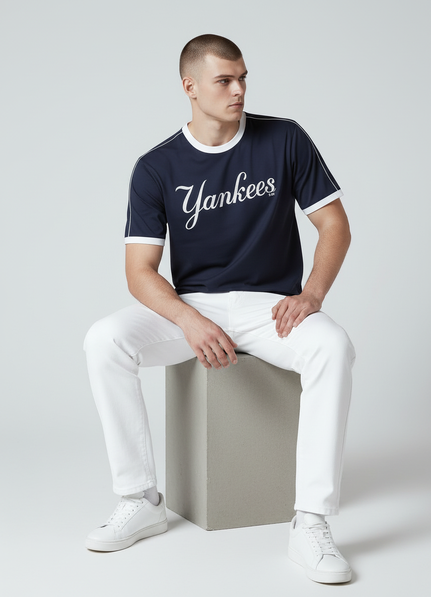 47 New York Yankees Mens Retro Navy T-Shirt / Flock Pop / RRP £25