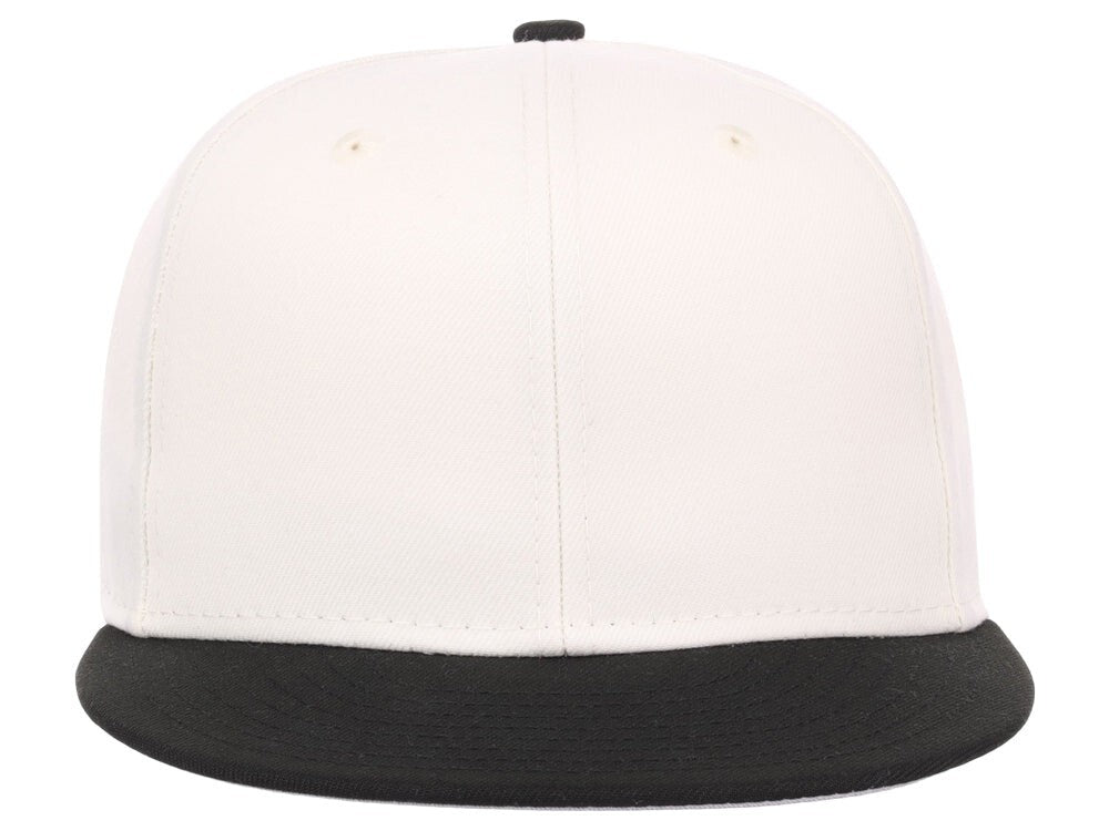 Unisex Plain Full Court Fitted Hat / Ivory Black / £22