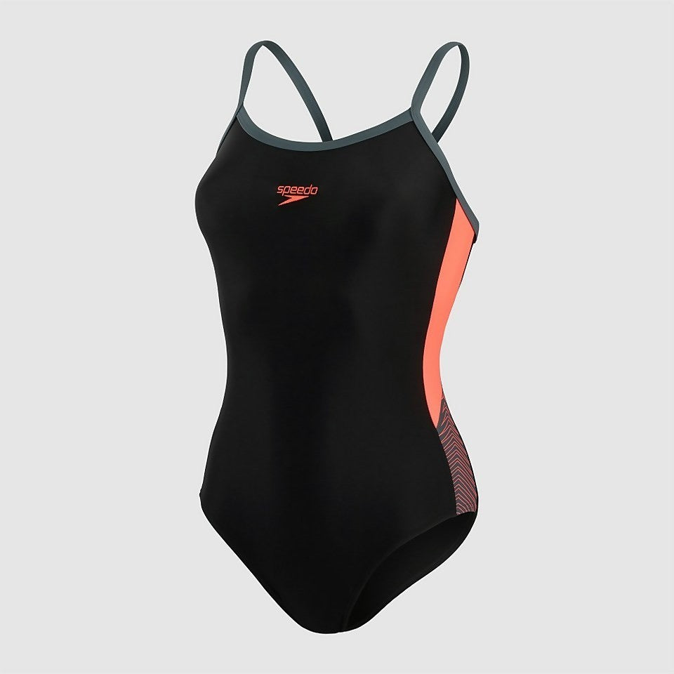 Speedo Women's Muscleback Swimsuit / Black Orange / Training Swimwear / RRP £32
