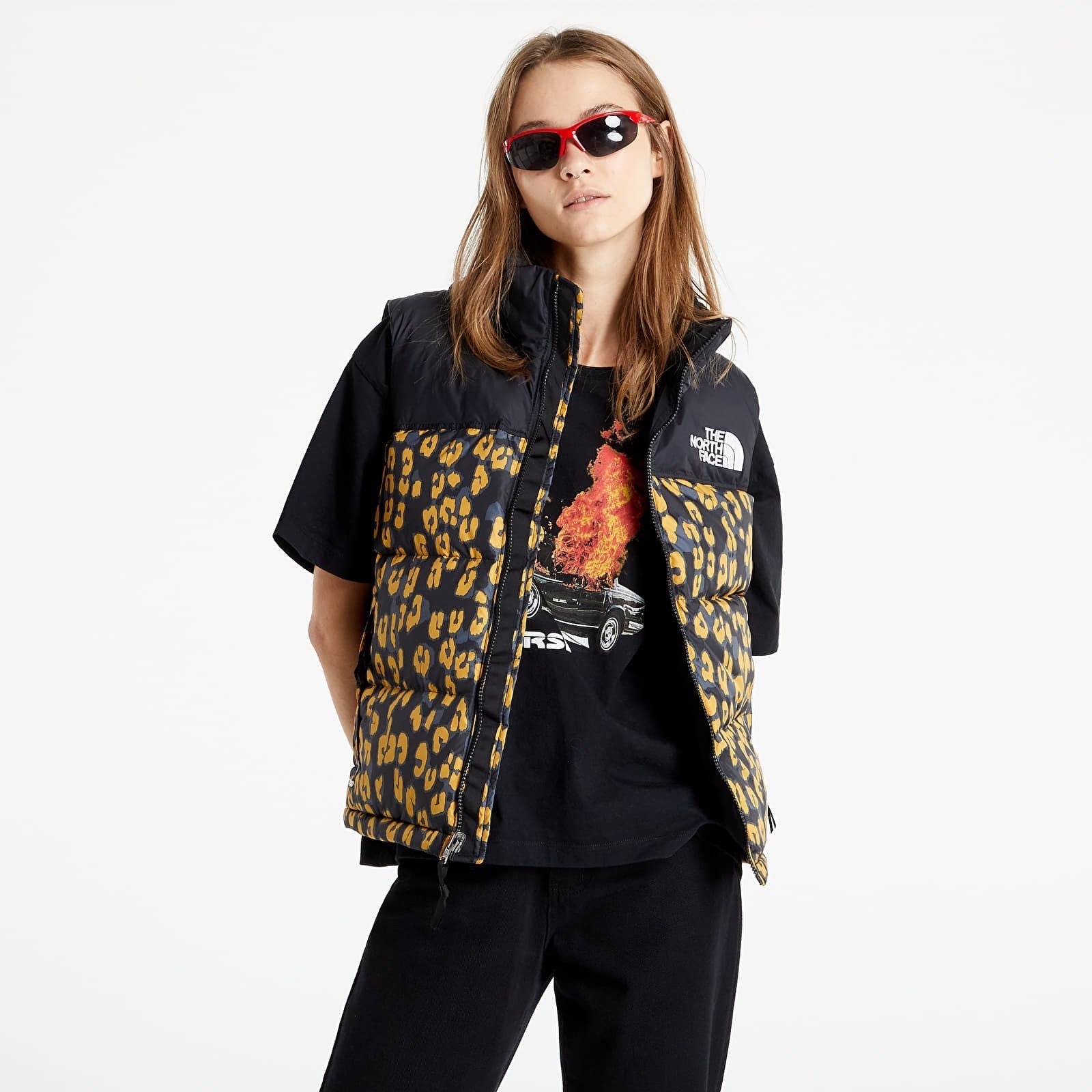 The North Face Womens Print Retro Nuptse Vest / Yellow / RRP £215