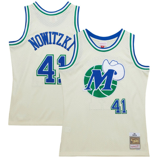 Mitchell & Ness Dirk Nowitzki Cream Dallas Mavericks Basketball Jersey / RRP £119