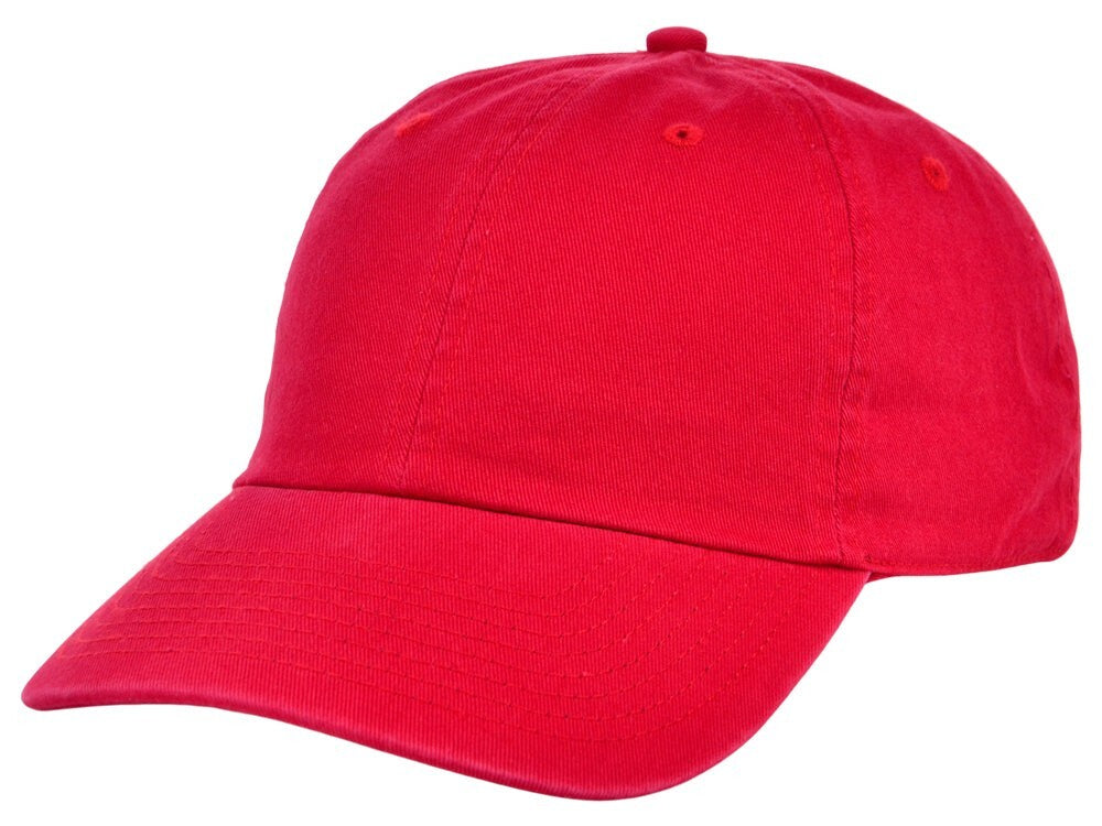 Unisex 6 Panel Plain Baseline Cap / Red / £18