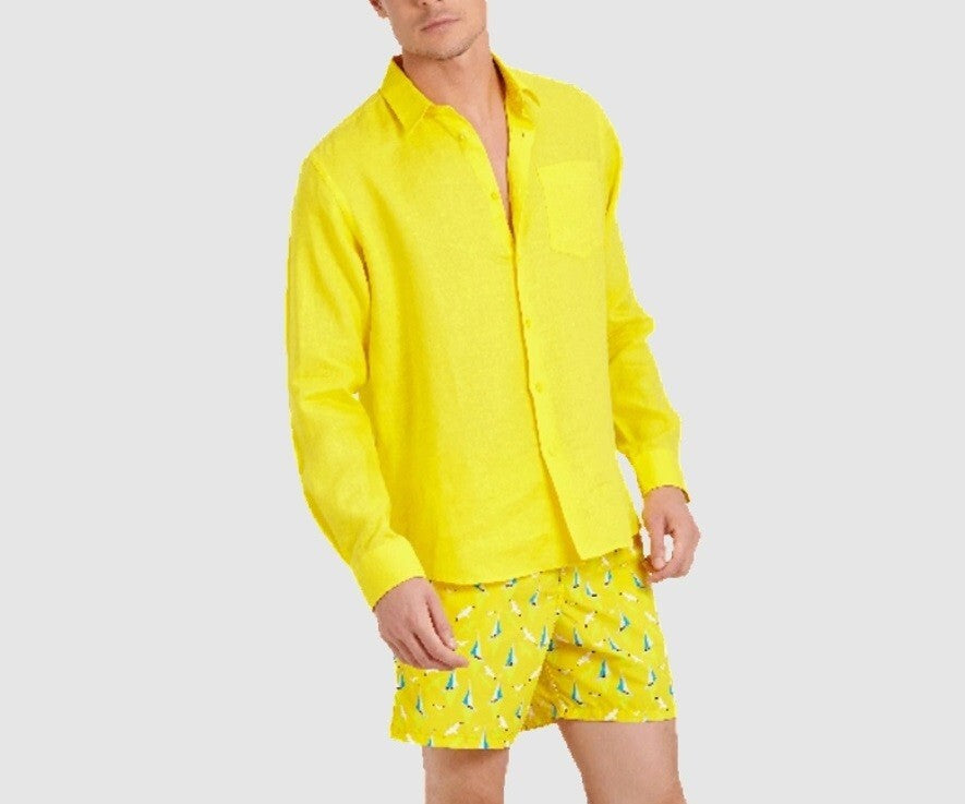 Vilebrequin Mens Linen Shirt / Caroubis / Yellow / RRP £185