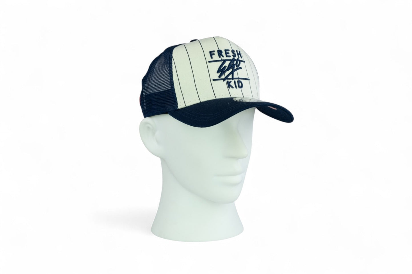 Fresh Ego Kid Pinstripe Trucker Cap / Navy White / RRP £28