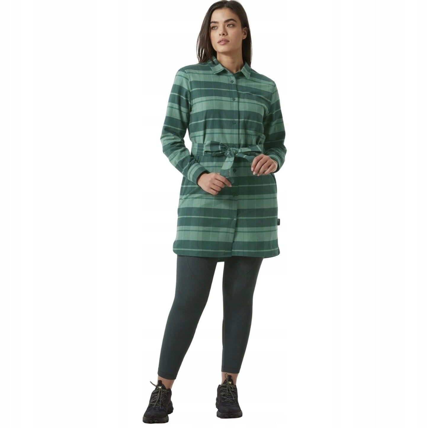 Helly Hansen Womens Organic Flannel Check Shirt Dress / Pine Green / RRP £110