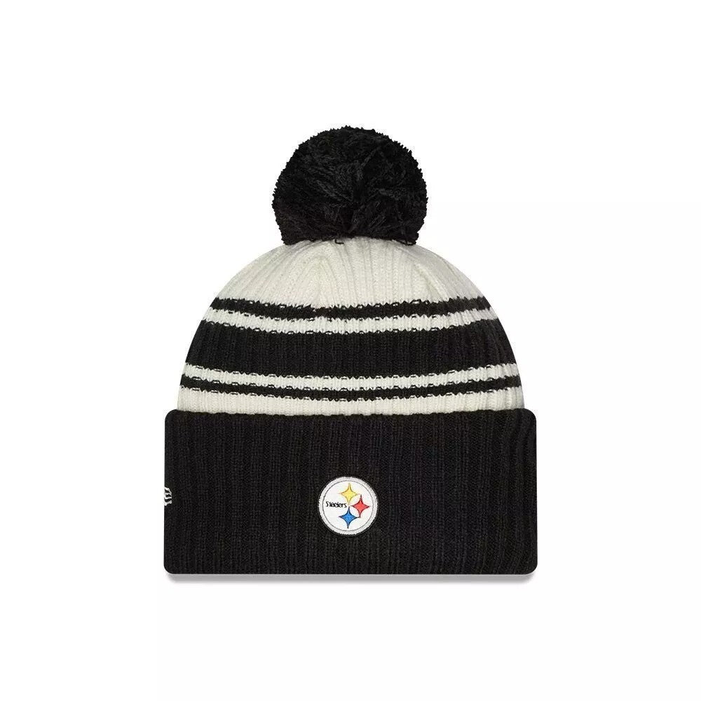 New Era Adult Pittsburgh Steelers NFL 2022 Beanie Knit Hat / Ivory / RRP £30
