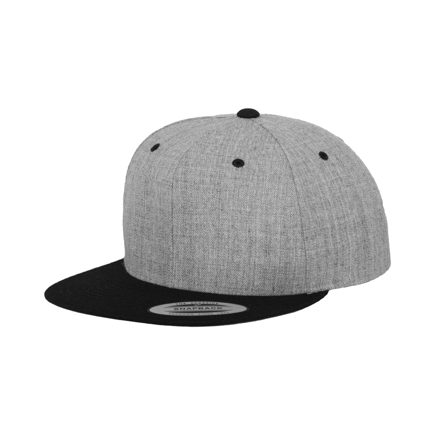Flexfit Plain Heather Grey and Black Snapback Cap / RRP £22