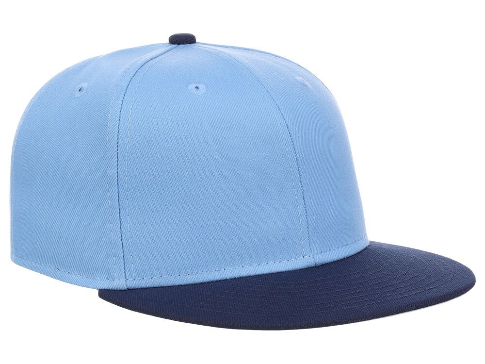 Unisex Plain Full Court Fitted Hat / Sky Blue Navy / £22