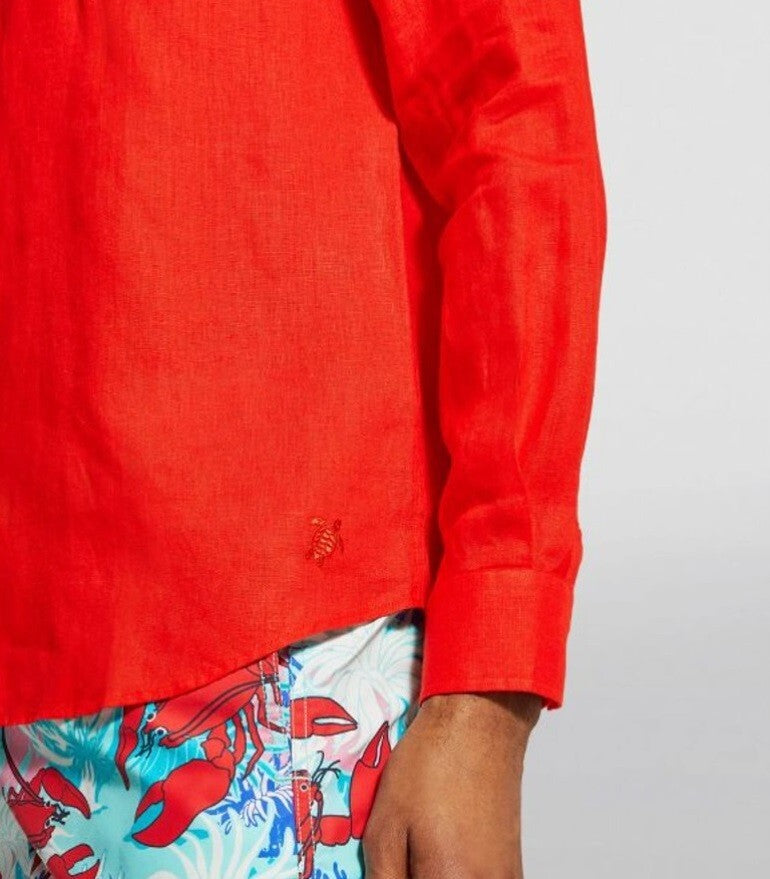 Vilebrequin Mens Linen Shirt / Caroubis / Red / RRP £185