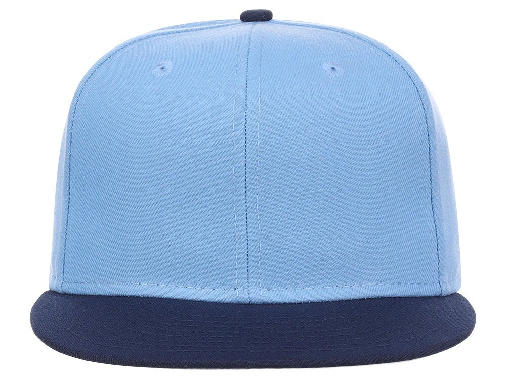 Unisex Plain Full Court Fitted Hat / Sky Blue Navy / £22