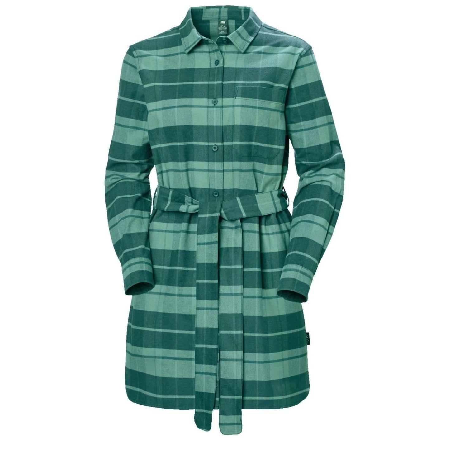 Helly Hansen Womens Organic Flannel Check Shirt Dress / Pine Green / RRP £110