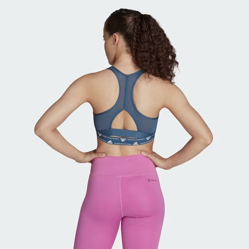 Adidas Womens Powerreact Training Medium Support Gym Bra / Blue / RRP £30