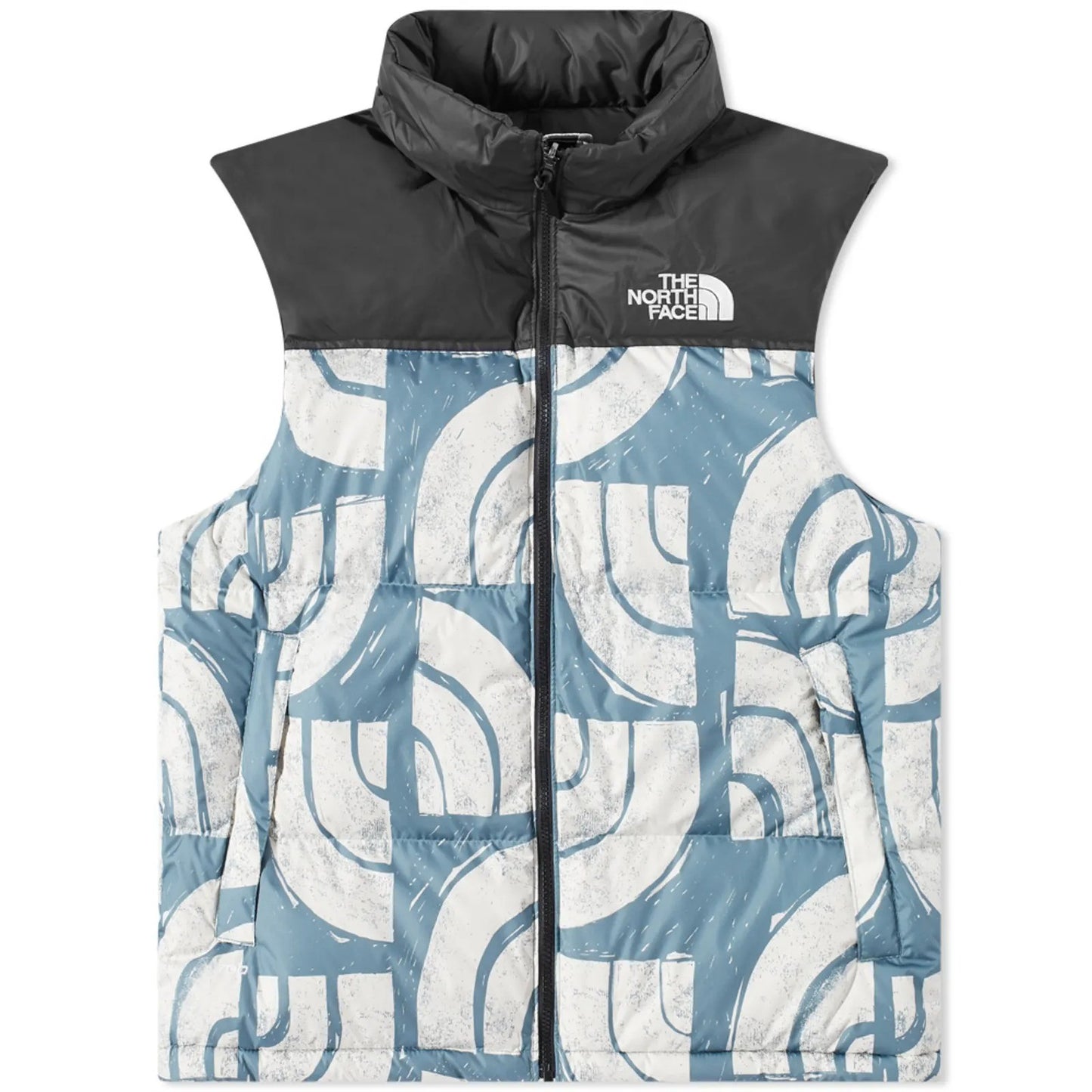 The North Face Mens Print Nuptse Vest / Goblin Blue / RRP £215