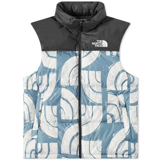 The North Face Mens Print Nuptse Vest / Goblin Blue / RRP £215