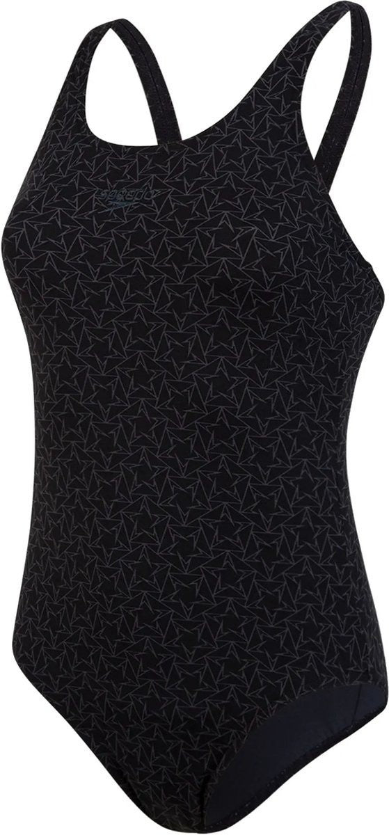 Speedo Women's Boomstar Allover Muscleback Swimsuit / Black Grey / RRP £35