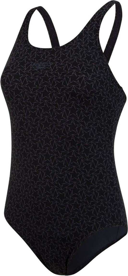 Speedo Women's Boomstar Allover Muscleback Swimsuit / Black Grey / RRP £35