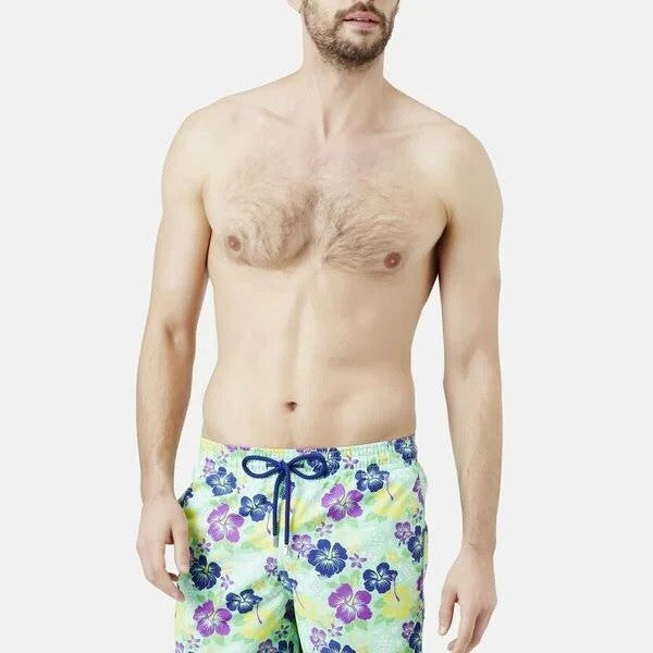 Vilebrequin Mens Swim Shorts / Okoa / Floral Green / RRP £230