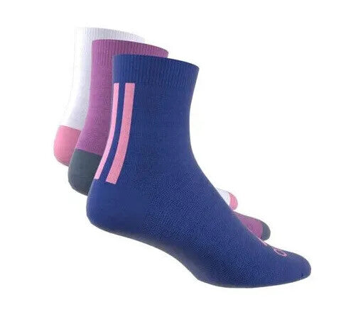 Adidas Toddler Girls 3 Pack Crew Socks / White Pink Blue / RRP £12