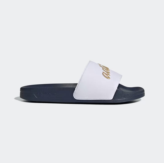 Adidas Women’s Adilette Shower Slides / White Navy Gold / RRP £30