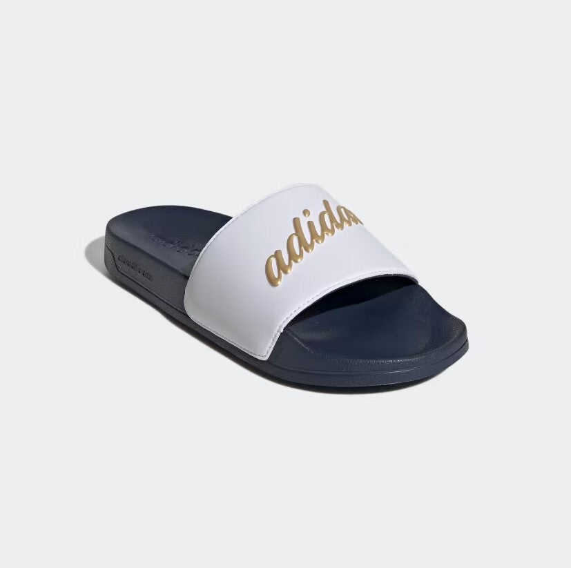 Adidas Women’s Adilette Shower Slides / White Navy Gold / RRP £30