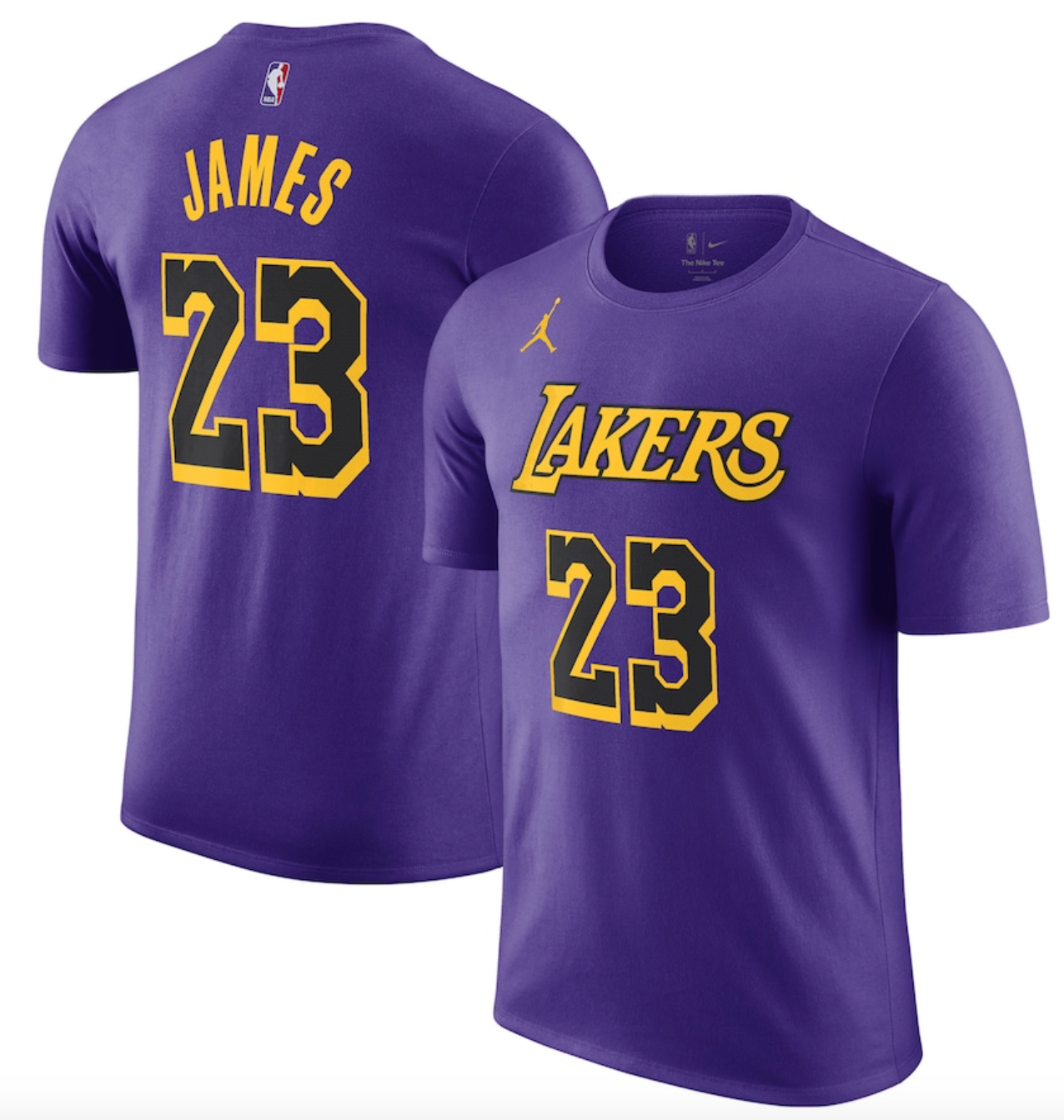Nike Los Angeles Lakers NBA Statement Lebron James #23 T-Shirt / Purple / £33