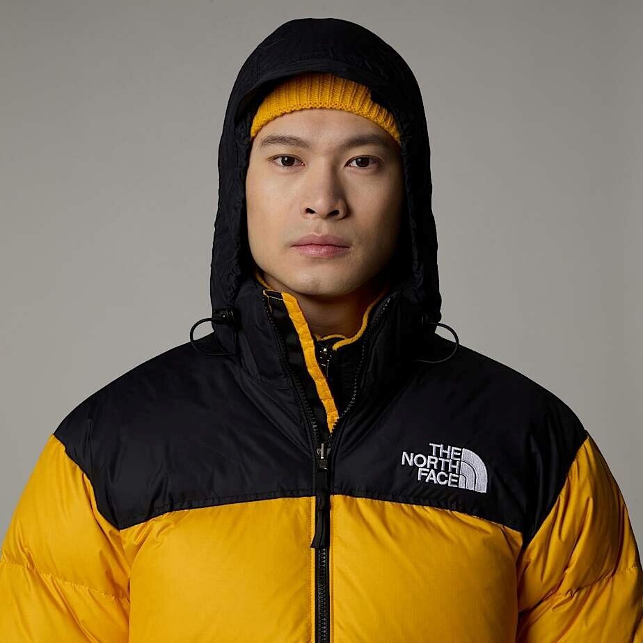 The North Face Mens 1996 Retro Nuptse Puffer Jacket / Black Yellow / RRP £315