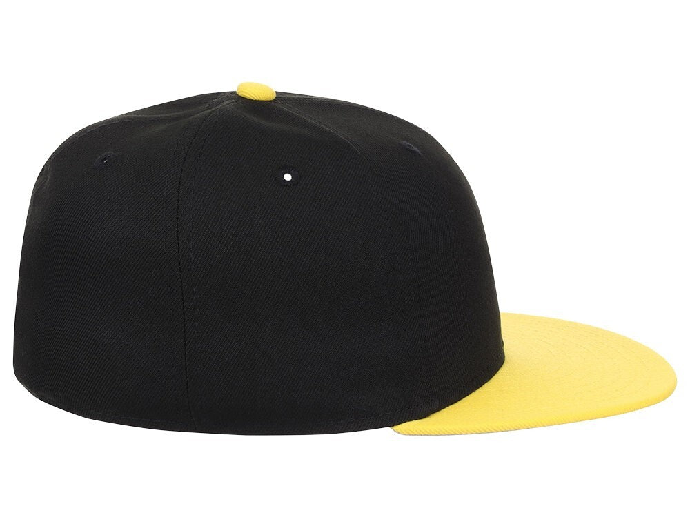 Unisex Plain Full Court Fitted Hat / Black Yellow / £22