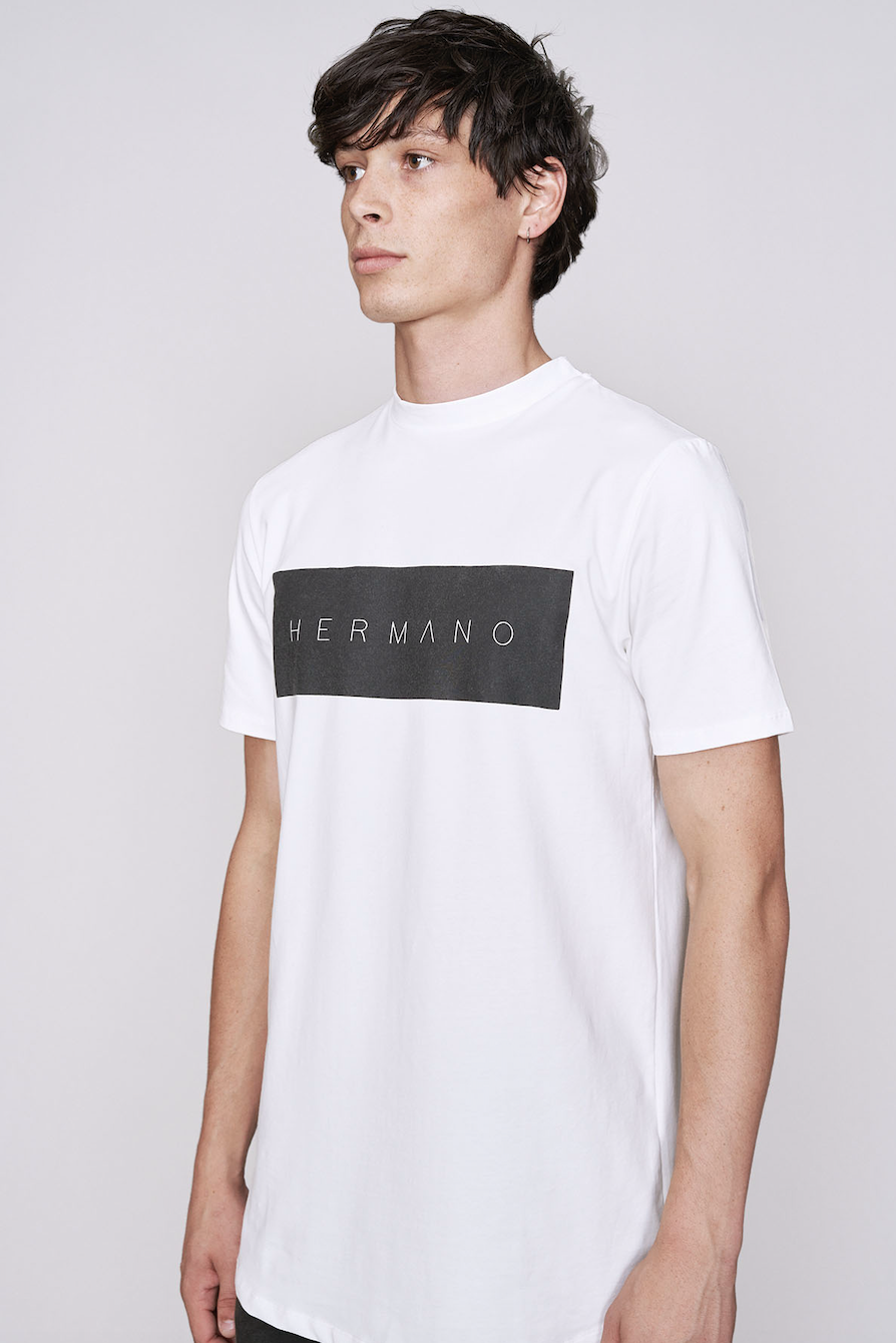 Hermano Mens Box Logo T-Shirt / BNWT / White / RRP £35