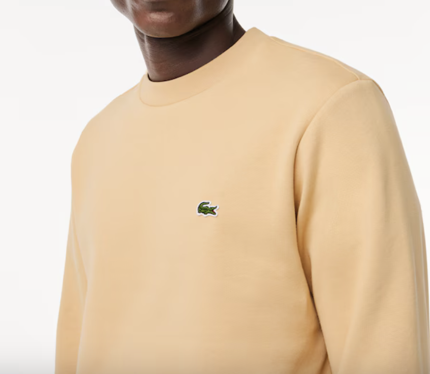 Lacoste Mens Fleece Crew Neck Sweatshirt / Beige / BNWT / RRP £109