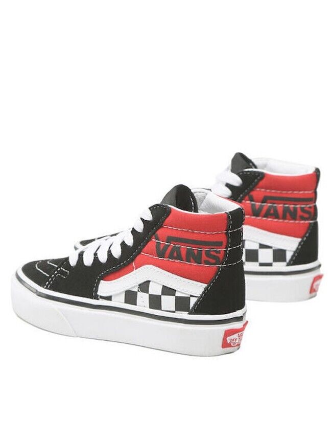 Vans Kids Sk8 Hi Trainers / Black Red Logo / RRP £45