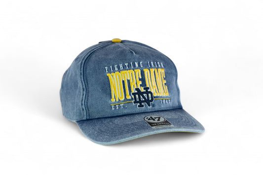 47 Brand Notre Dame Fighting Irish Hitch Snapback Cap / Denim Blue / RRP £35