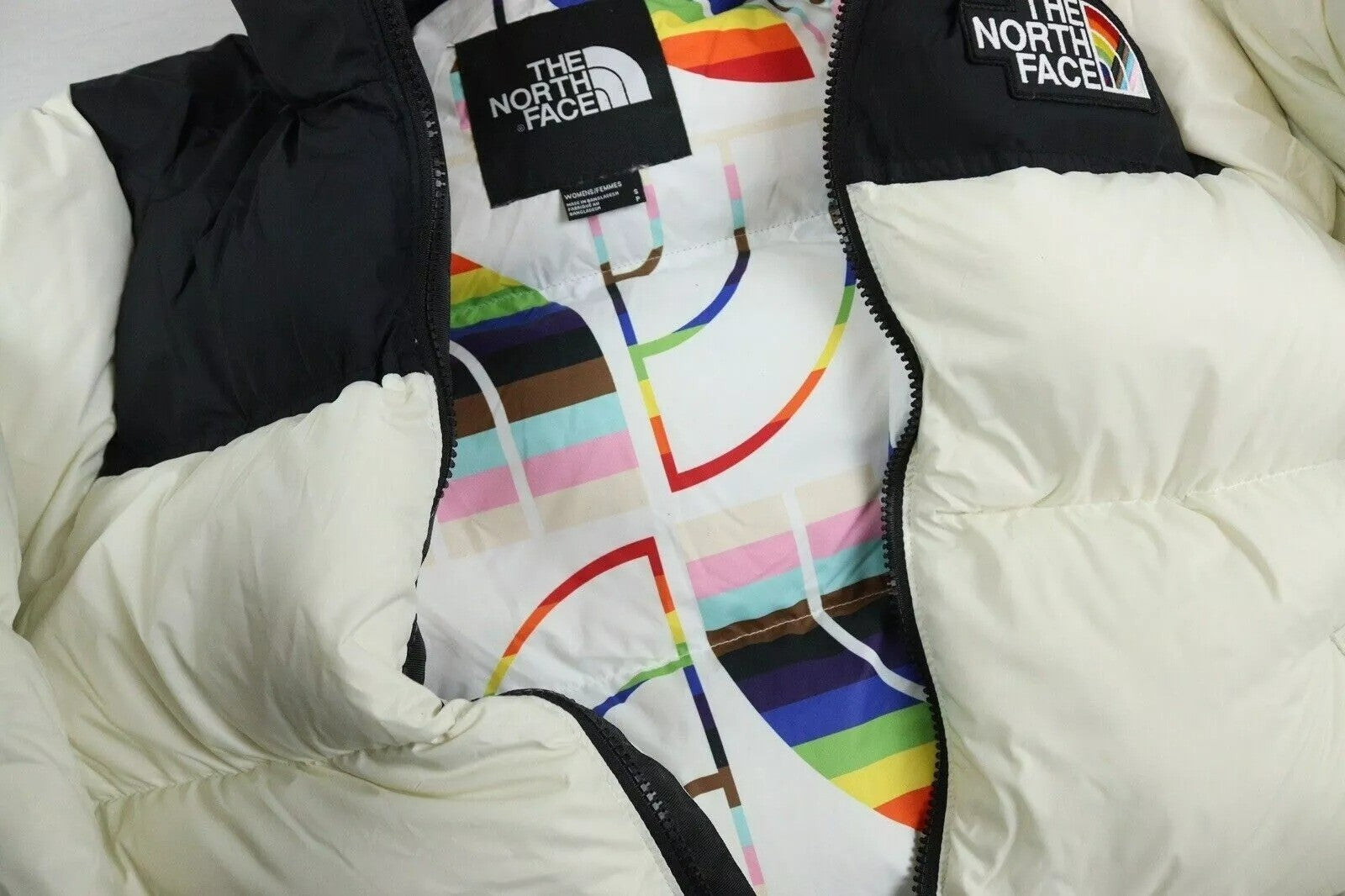 The North Face Womens Nuptse Pride Jacket / Gardenia White / RRP £270