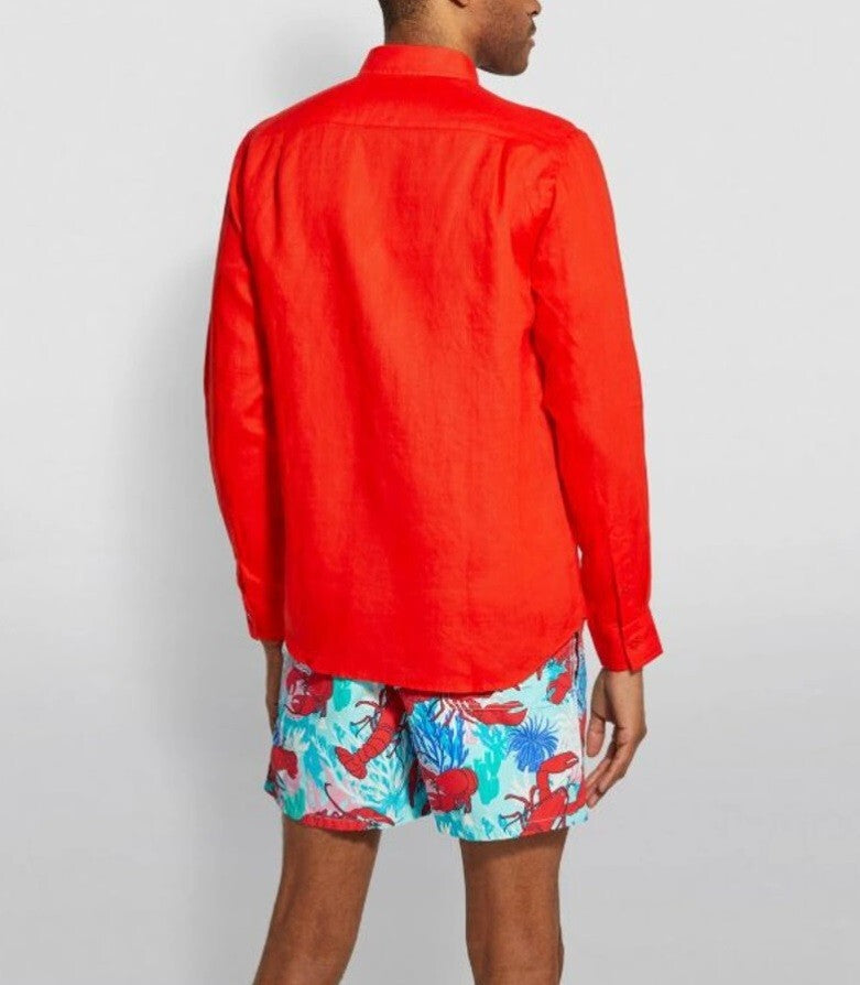 Vilebrequin Mens Linen Shirt / Caroubis / Red / RRP £185