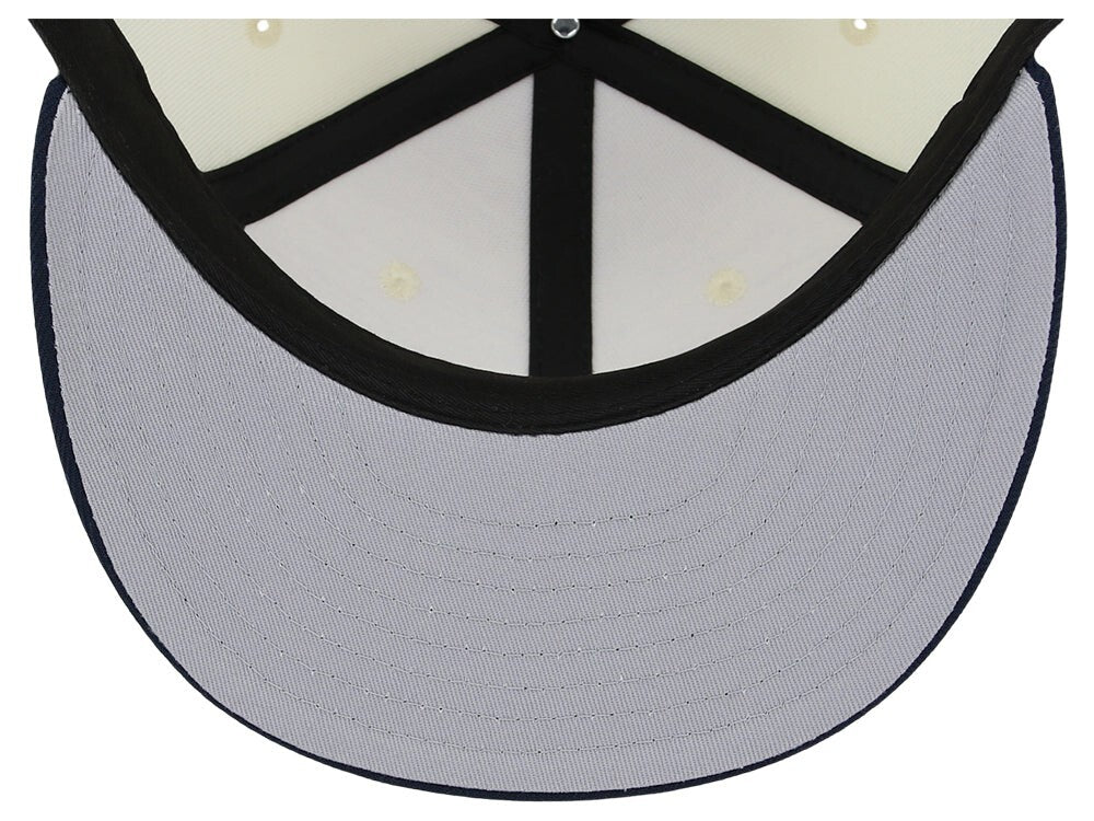 Unisex Plain Full Court Fitted Hat / Ivory Navy / £22