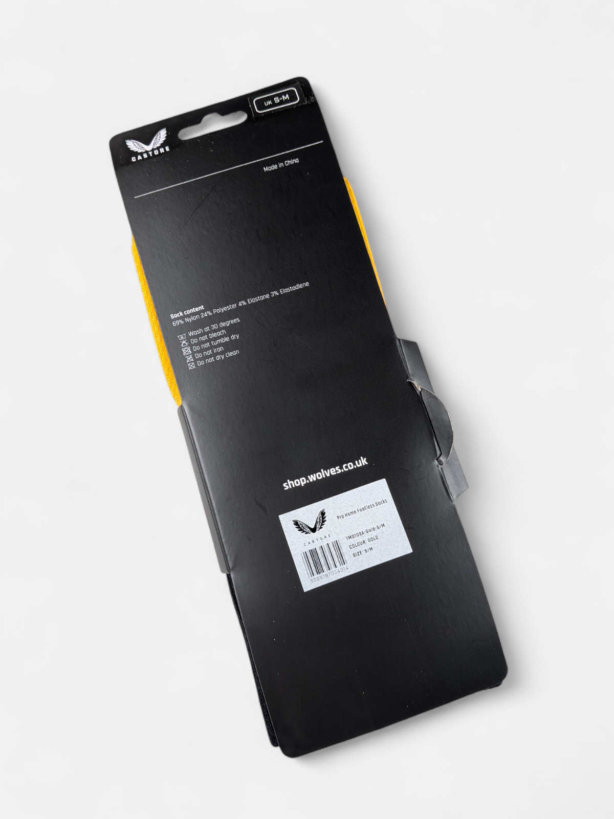 Castore Mens 2021-22 Wolves Player Pro Footless Socks / BNWT / Yellow / RRP £20