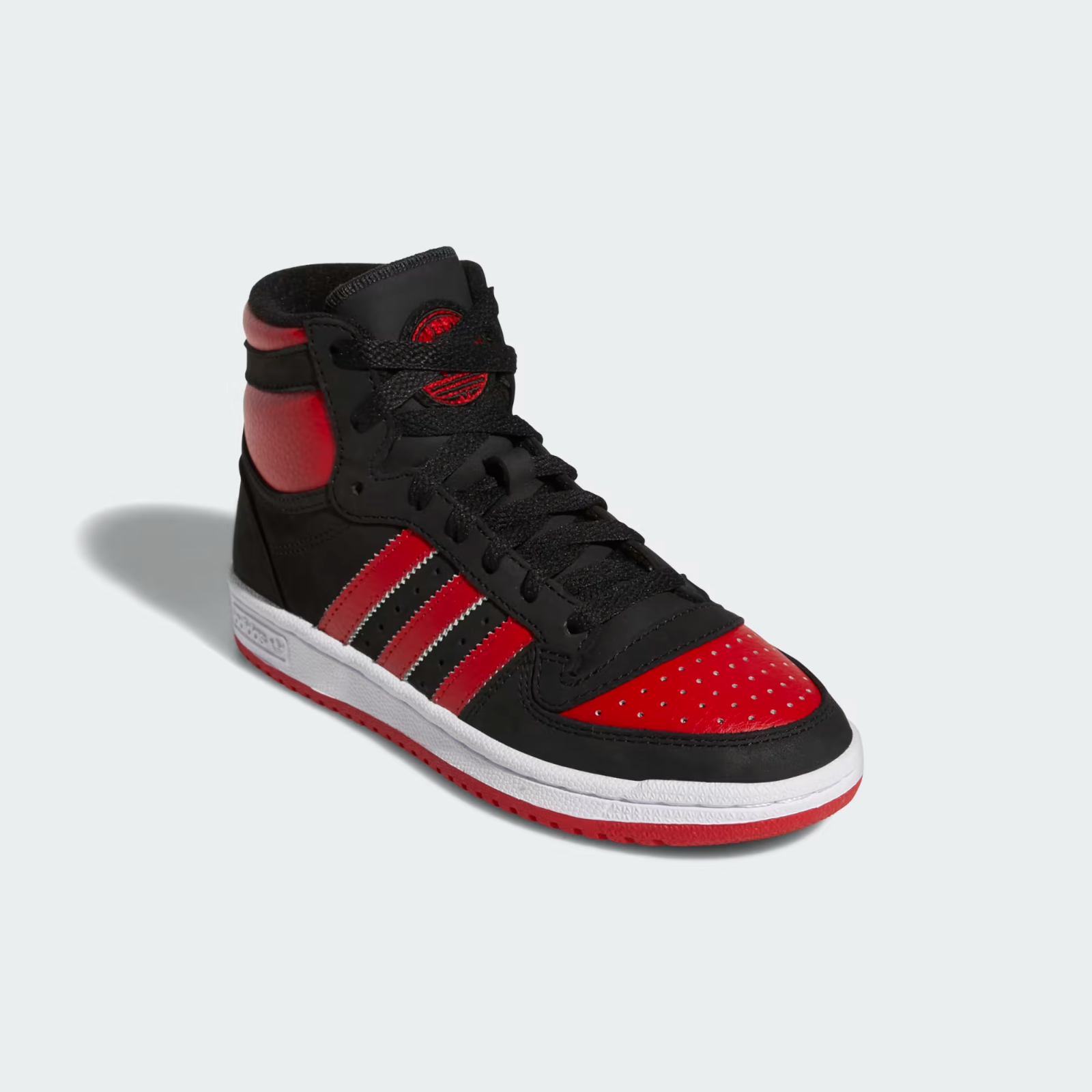 Adidas Kids High Top Trainers / Top Ten / Black Red / RRP £65