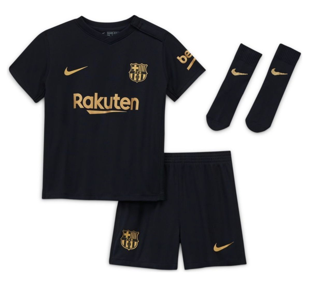 Nike Toddler Barcelona Away Full Football Kit / Black / 20-21 / RRP £40