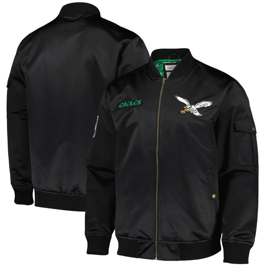 Mitchell & Ness Philadelphia Eagles Satin Bomber / Black / RRP £155