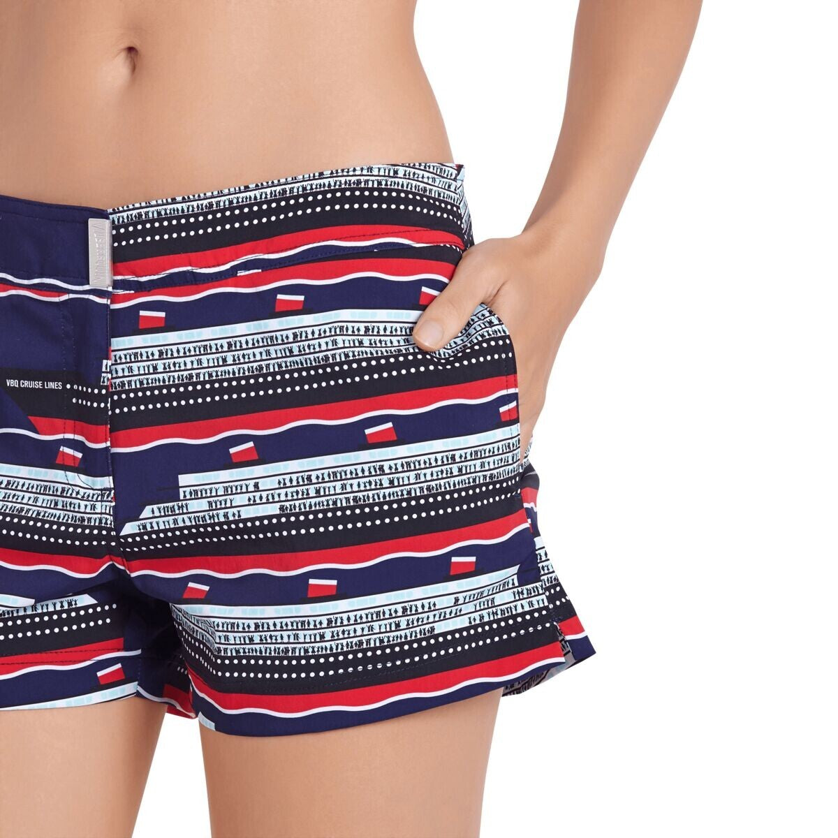 Vilebrequin Womens Swim Short / Ferise / Black White Red / RRP £190