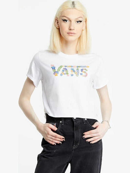 Vans Womens Zen Logo Cropped T-Shirt / White / RRP £25