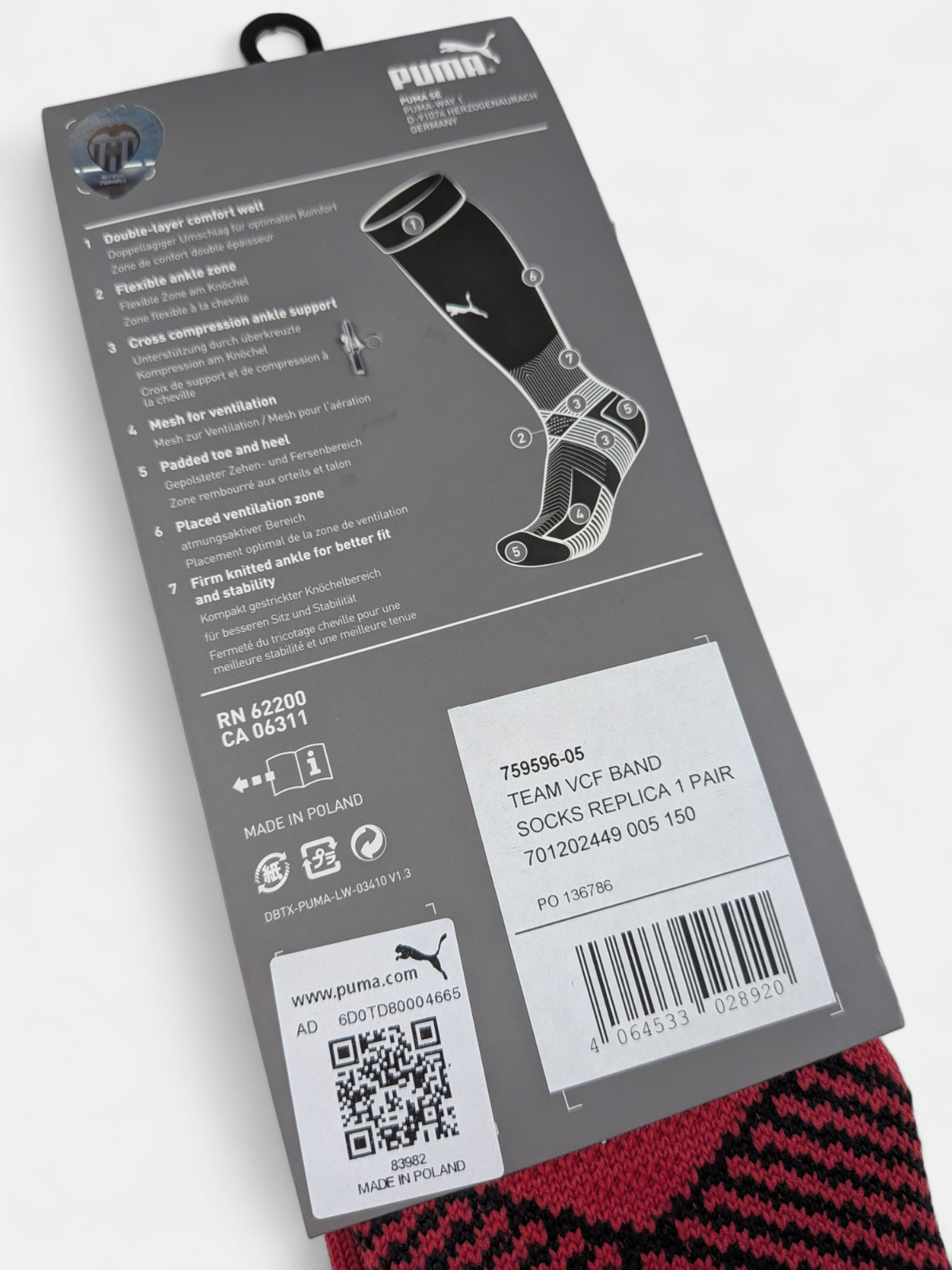 Puma Mens 2021-22 Valencia Away Football Socks / BNWT / Red / RRP £17