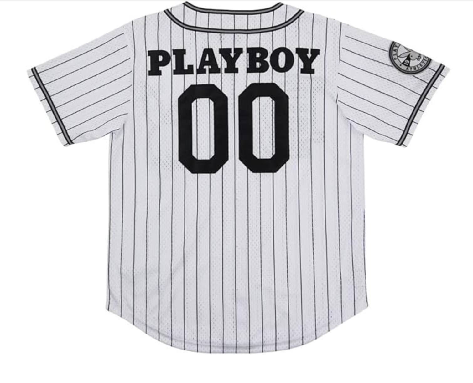 Playboy Mens Mesh Button Down Jersey / White/Black / RRP £35