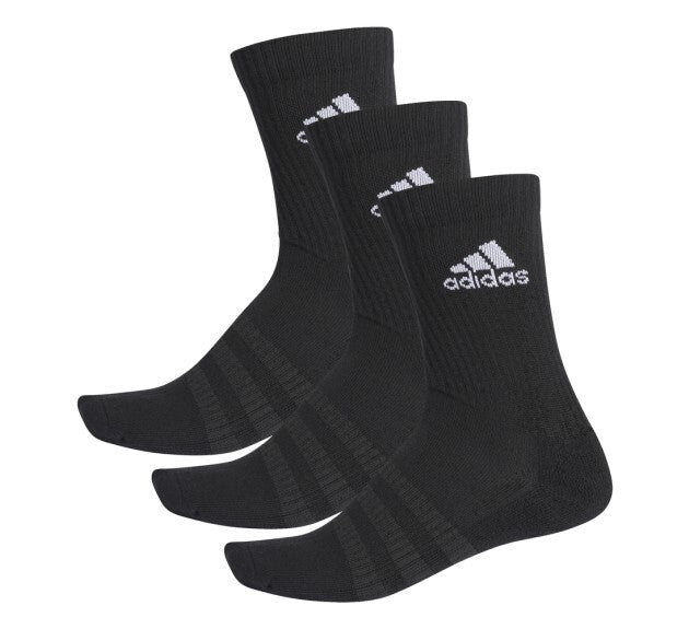 Adidas Unisex Cushioned Crew 3 Pack Socks / Black / RRP £13