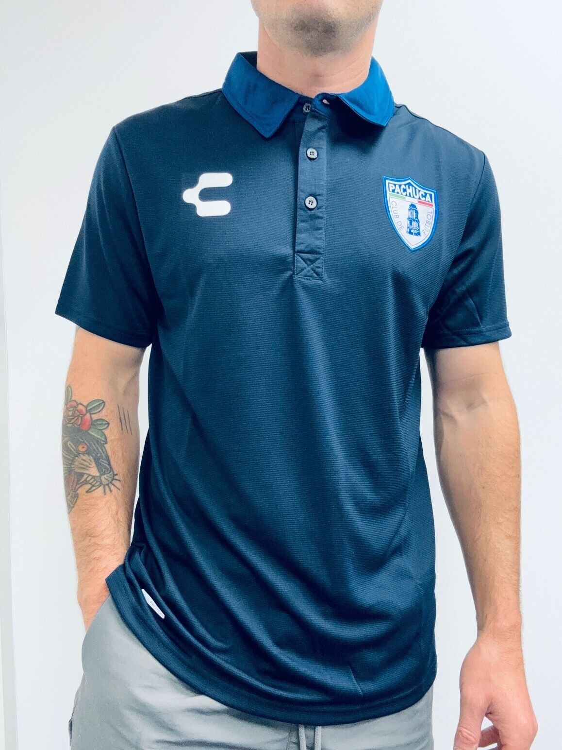 Charly Men's Pachuca Football Polo Shirt / Navy / RRP £30
