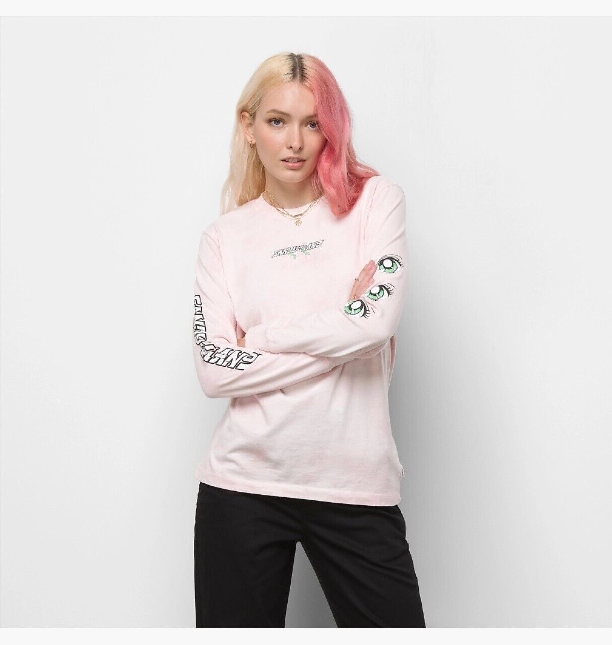Vans Women's X Sandy Liang Long Sleeve Crew T-Shirt / Pink / RRP £50