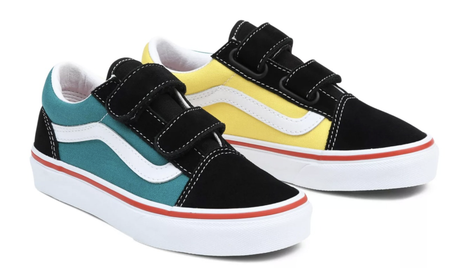Vans Kids Old Skool 2 Strap Trainers / Black Yellow Green / RRP £40